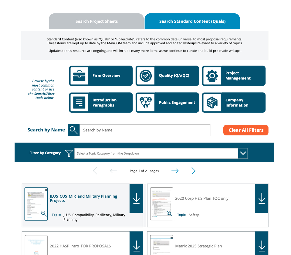 MaRS, the MARCOM Resource System, is a centralized proposal resource hub designed to make approved brand materials easier to find, use, and maintain across the organization.