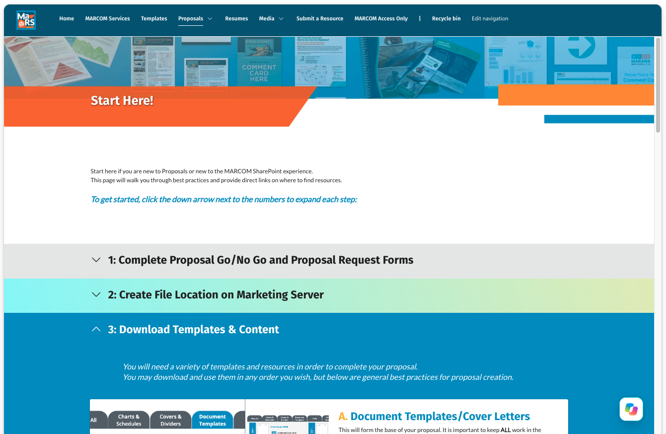 MaRS, the MARCOM Resource System, is a centralized proposal resource hub designed to make approved brand materials easier to find, use, and maintain across the organization.
