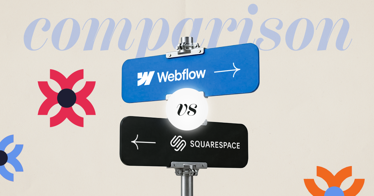 Webflow vs Squarespace comparison signpost highlighting platform differences for website migration