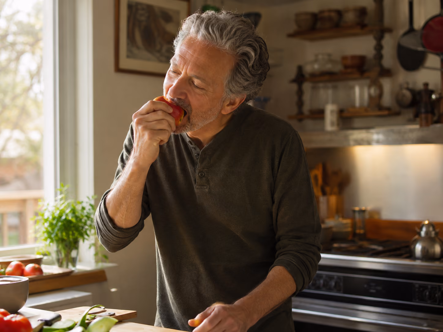 Patient enjoying normal life after full-arch dental implant treatment