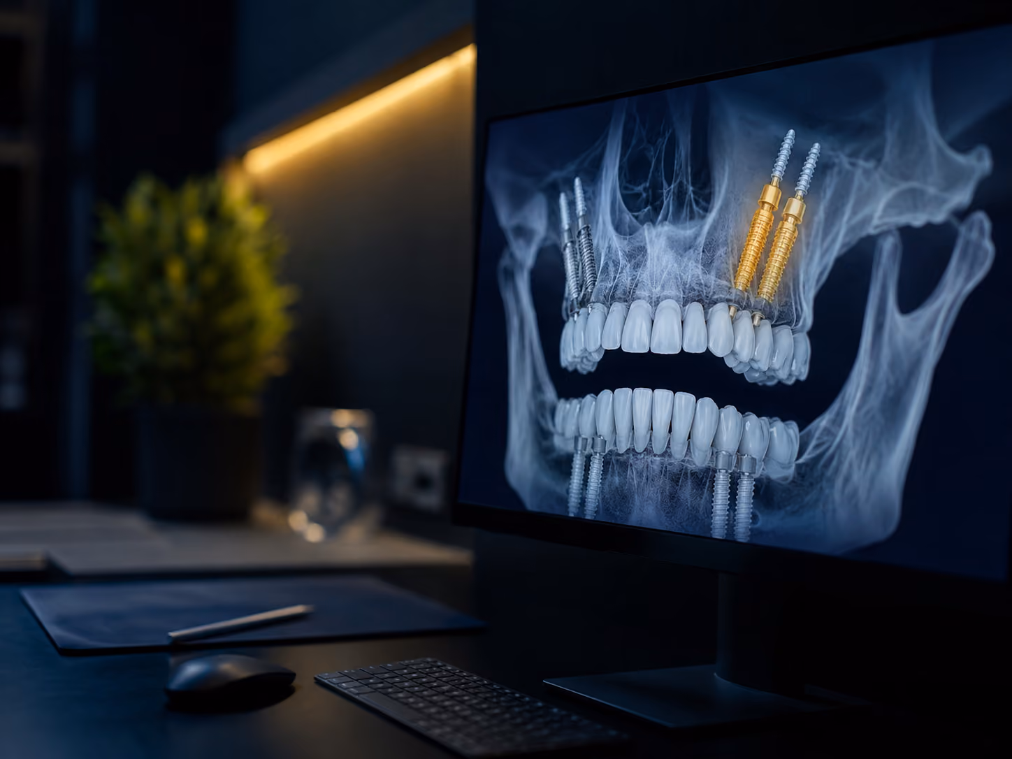 3D implant planning software used to map full-arch dental implants before surgery