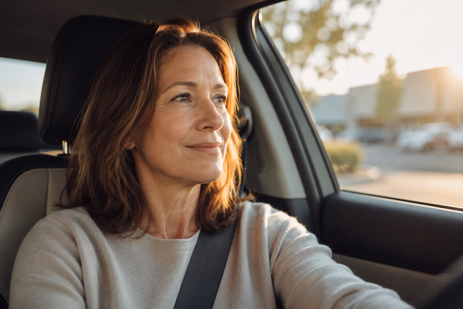 Patient driving home to Auburn after final zirconia implant bridge delivery
