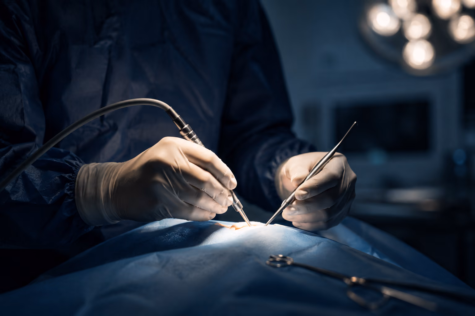 Board-certified oral surgeon placing dental implants under in-house IV sedation