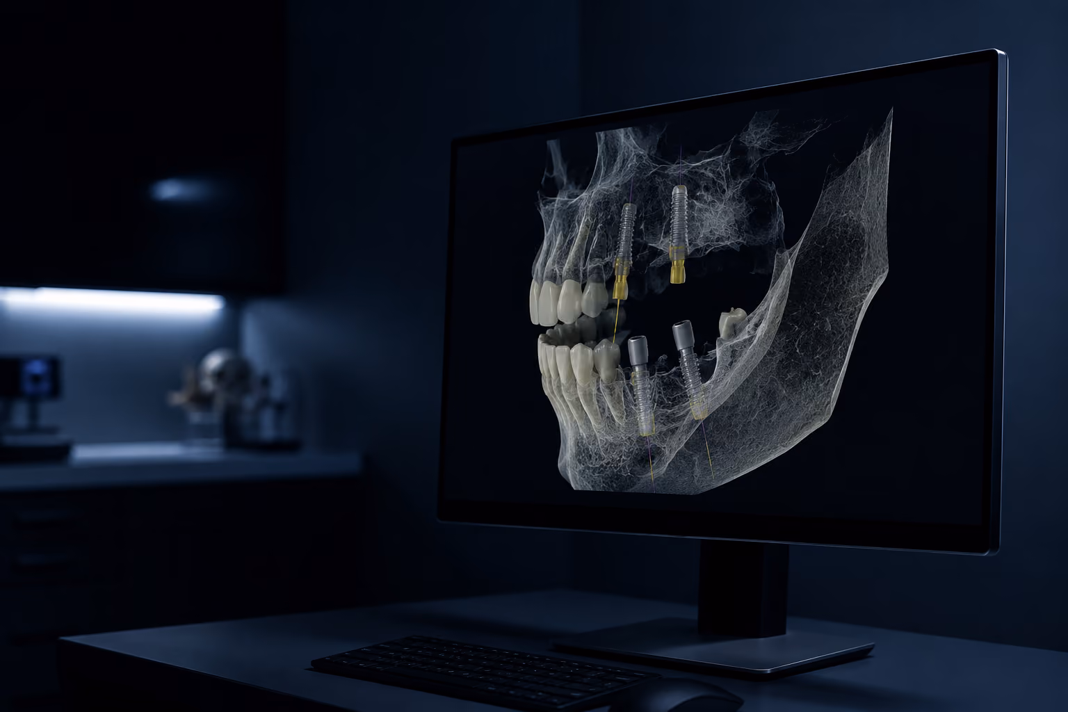 Digital imaging workstation used to plan full-arch implant placement at Elite Oral Surgery