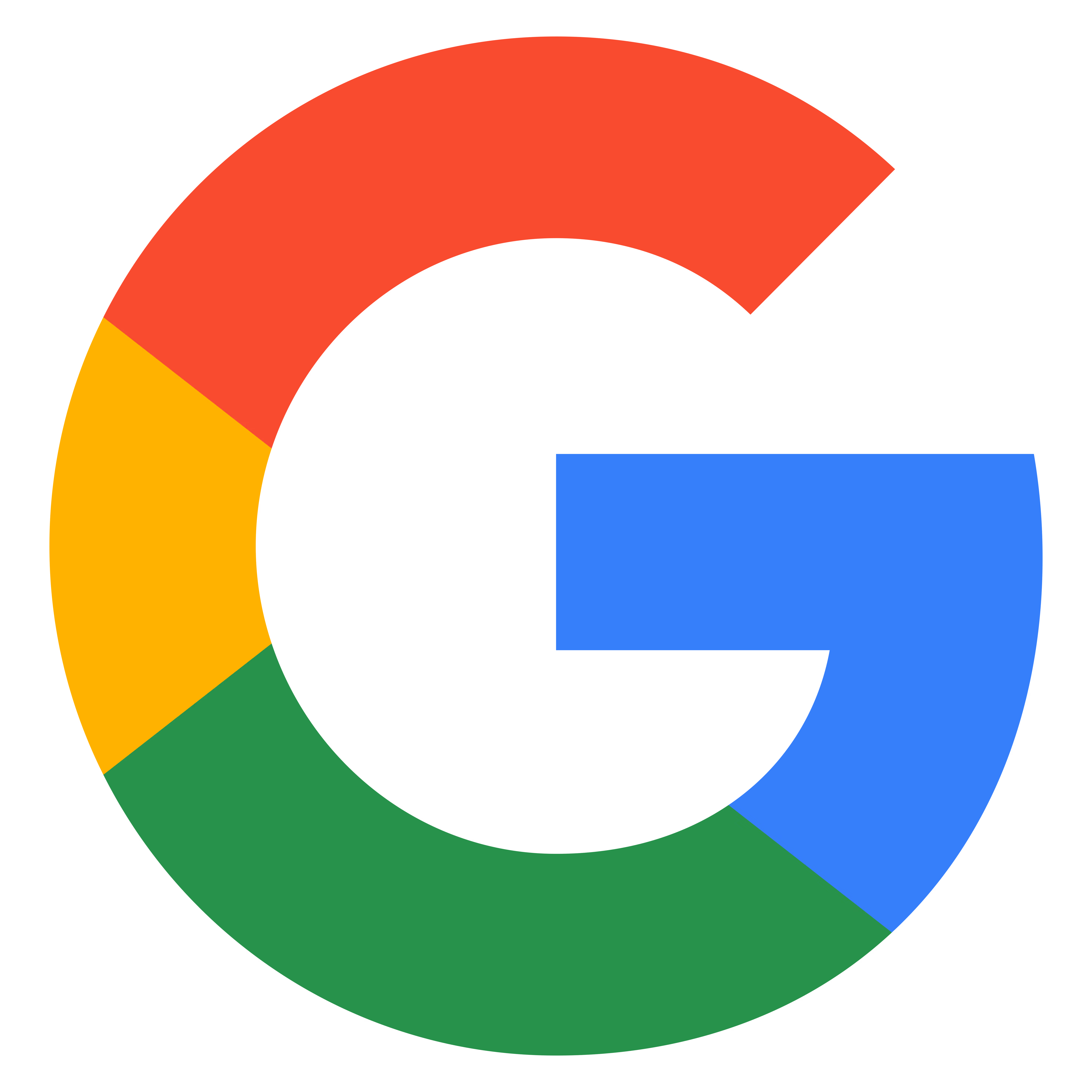 Partial view of the Google logo's colorful G with red, yellow, green, and blue segments on white.
