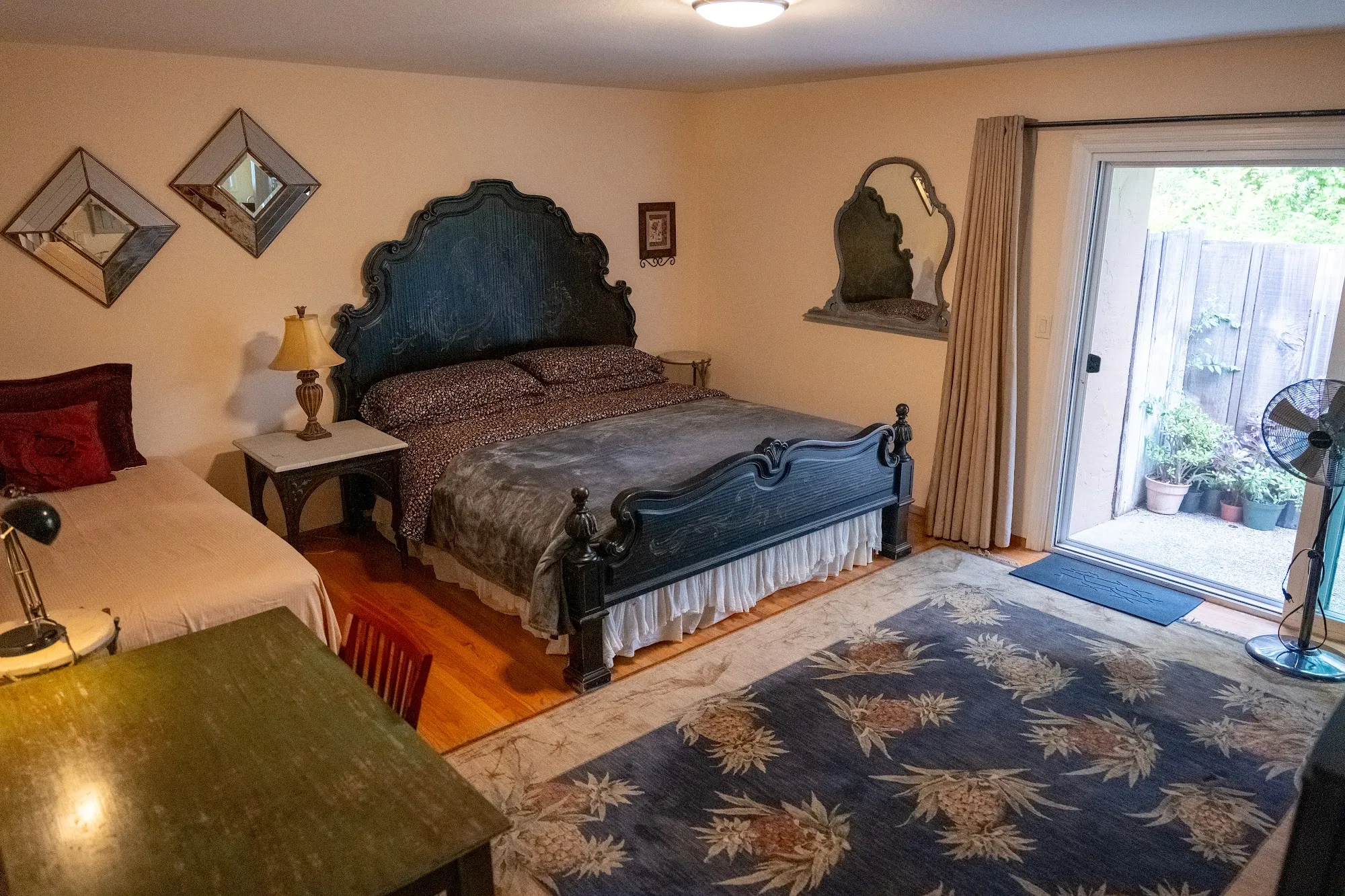 Master bedroom of a Los Altos Hills short-term rental, real estate photography