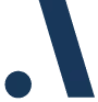 Stylized blue letter A logo with a dot near the bottom left side.