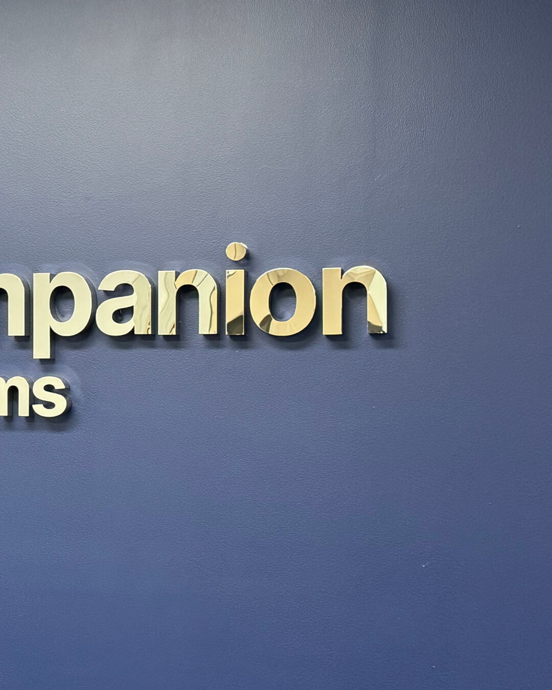 Custom reception sign for Companion Systems