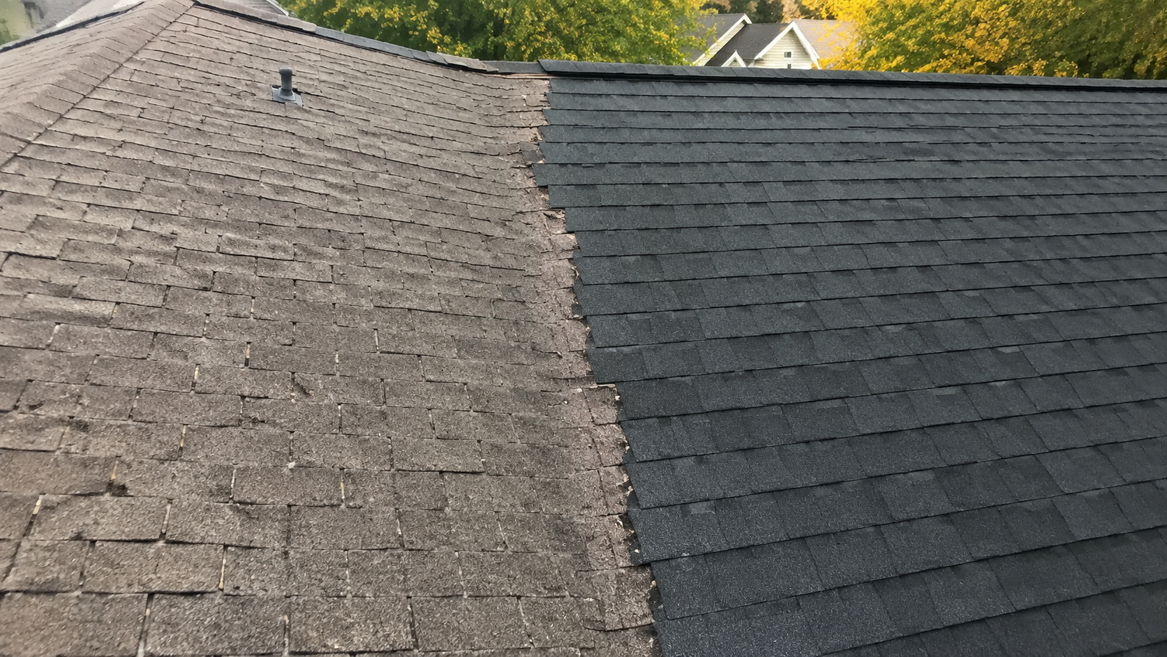 before/after roof replacement