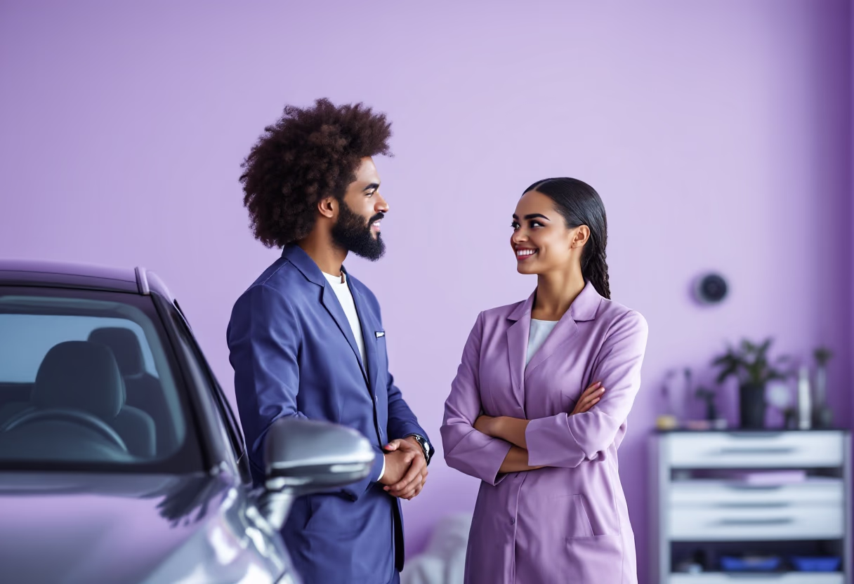 image of staff consulting a customer (for an automotive service)