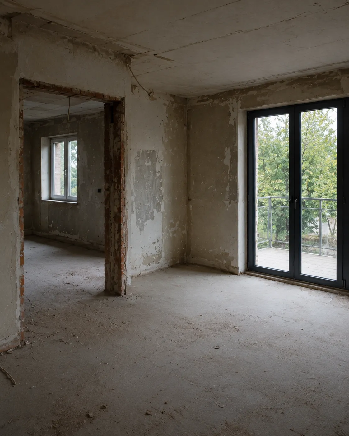 Referenzprojekt: entkernter Wohnraum vor der Sanierung