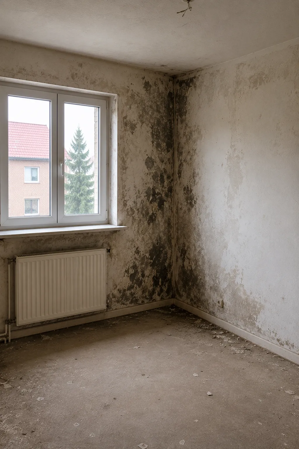 Referenzprojekt: Zimmer mit Schimmelbefall vor der Sanierung