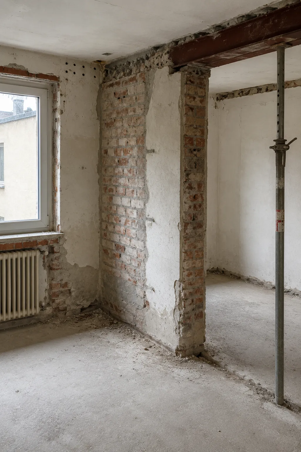 Referenzprojekt: Rohbau mit freigelegtem Mauerwerk vor dem Umbau