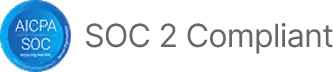 AICPA SOC logo featuring a blue circle with text inside.