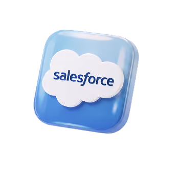 Blue rounded square with white cloud shape containing the word 'salesforce' in blue letters.