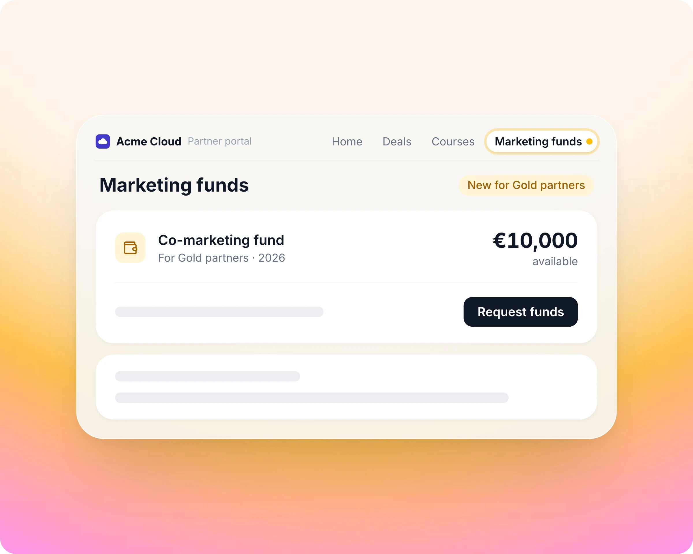Marketing development funds available only to Gold tier partners in the partner portal