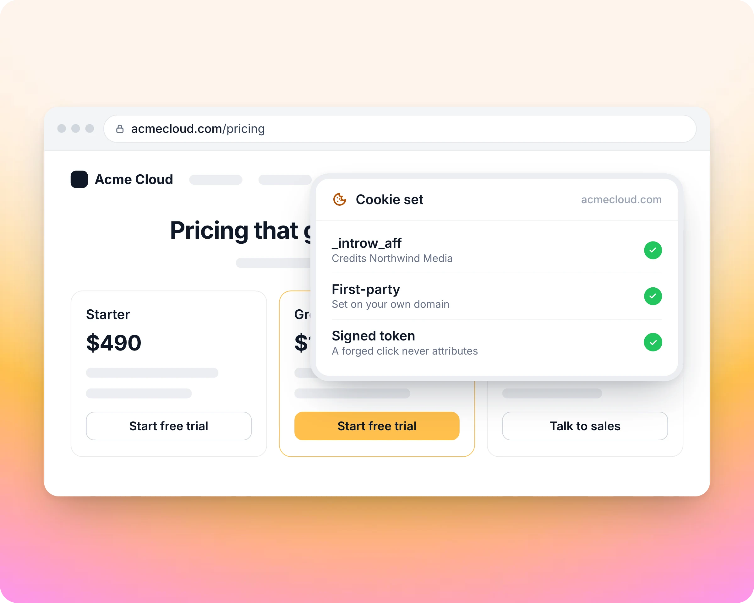 Affiliate management software: Every click is signed and remembered, so credit holds up