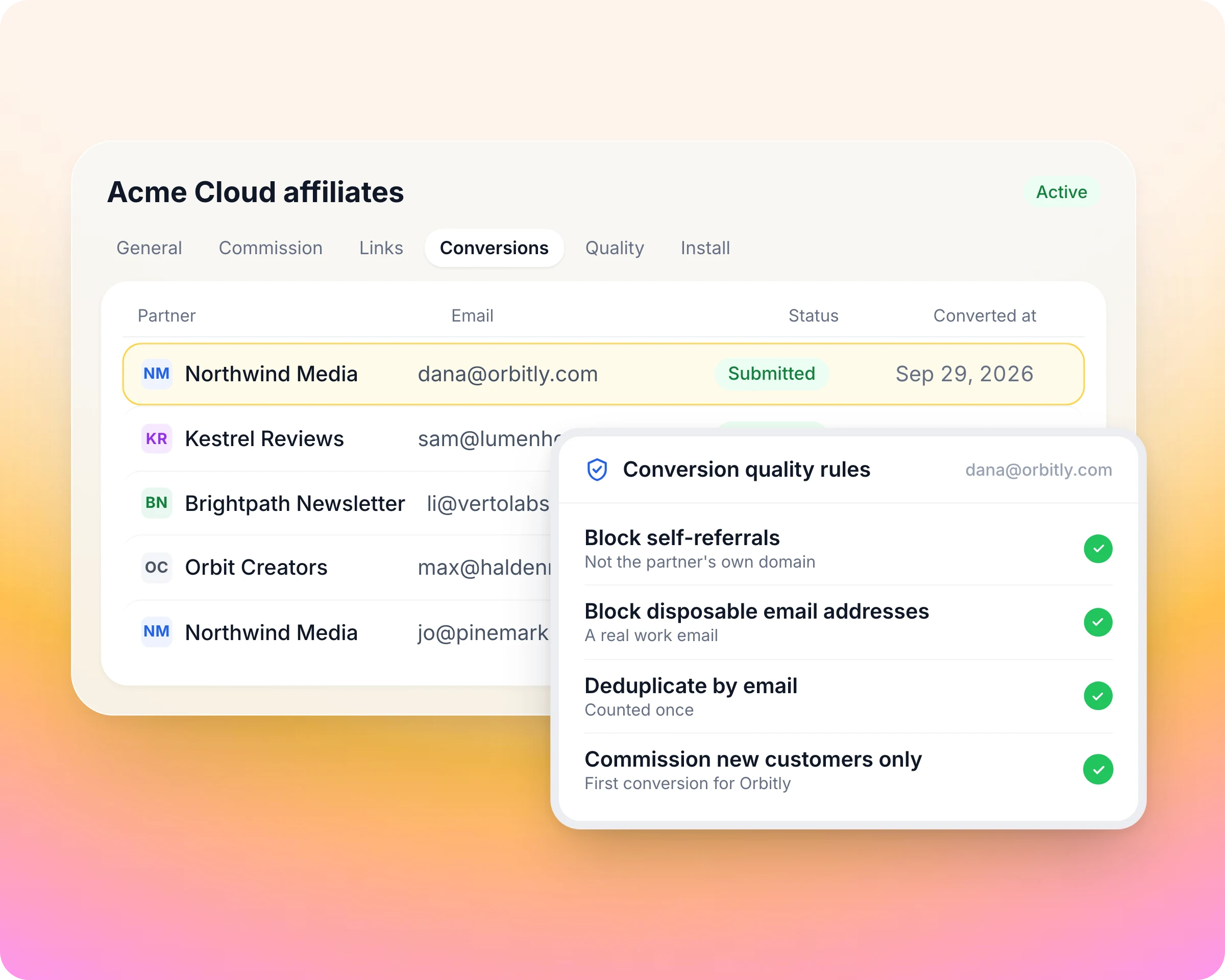 Affiliate management software: Fake signups never earn