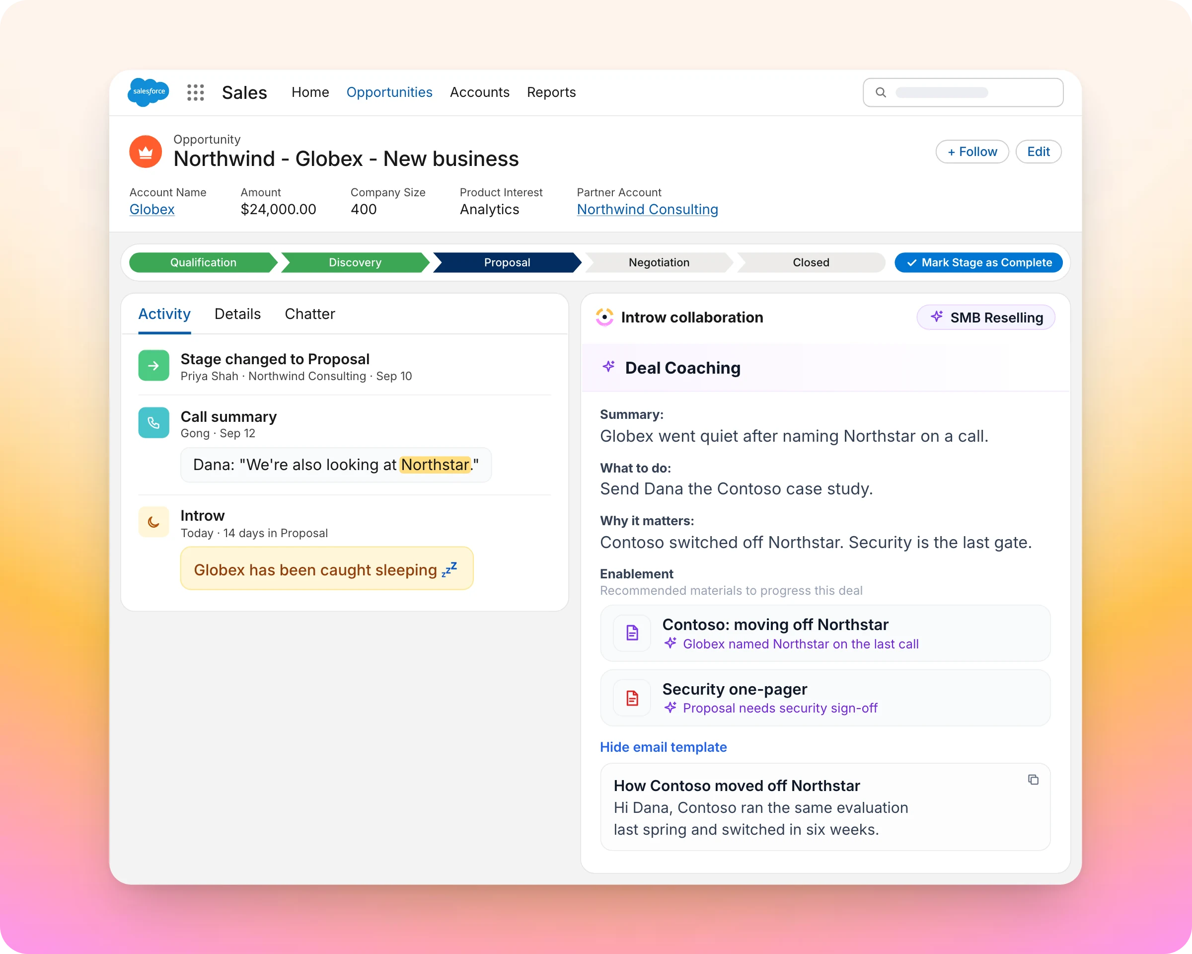 AI deal coaching in Introw: Your best rep's playbook on every partner deal