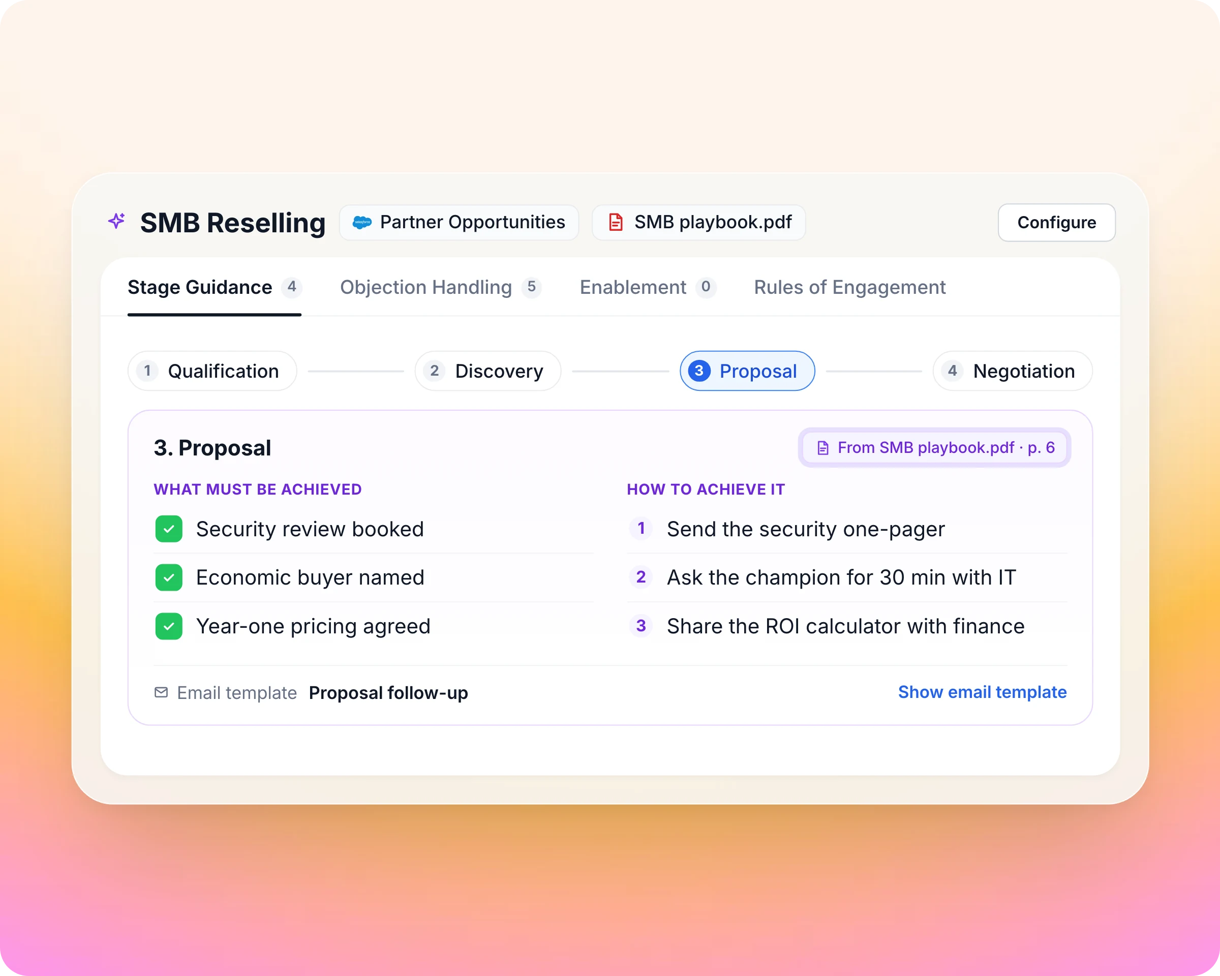 AI deal coaching: Partners know what done looks like at every stage, so deals move on facts