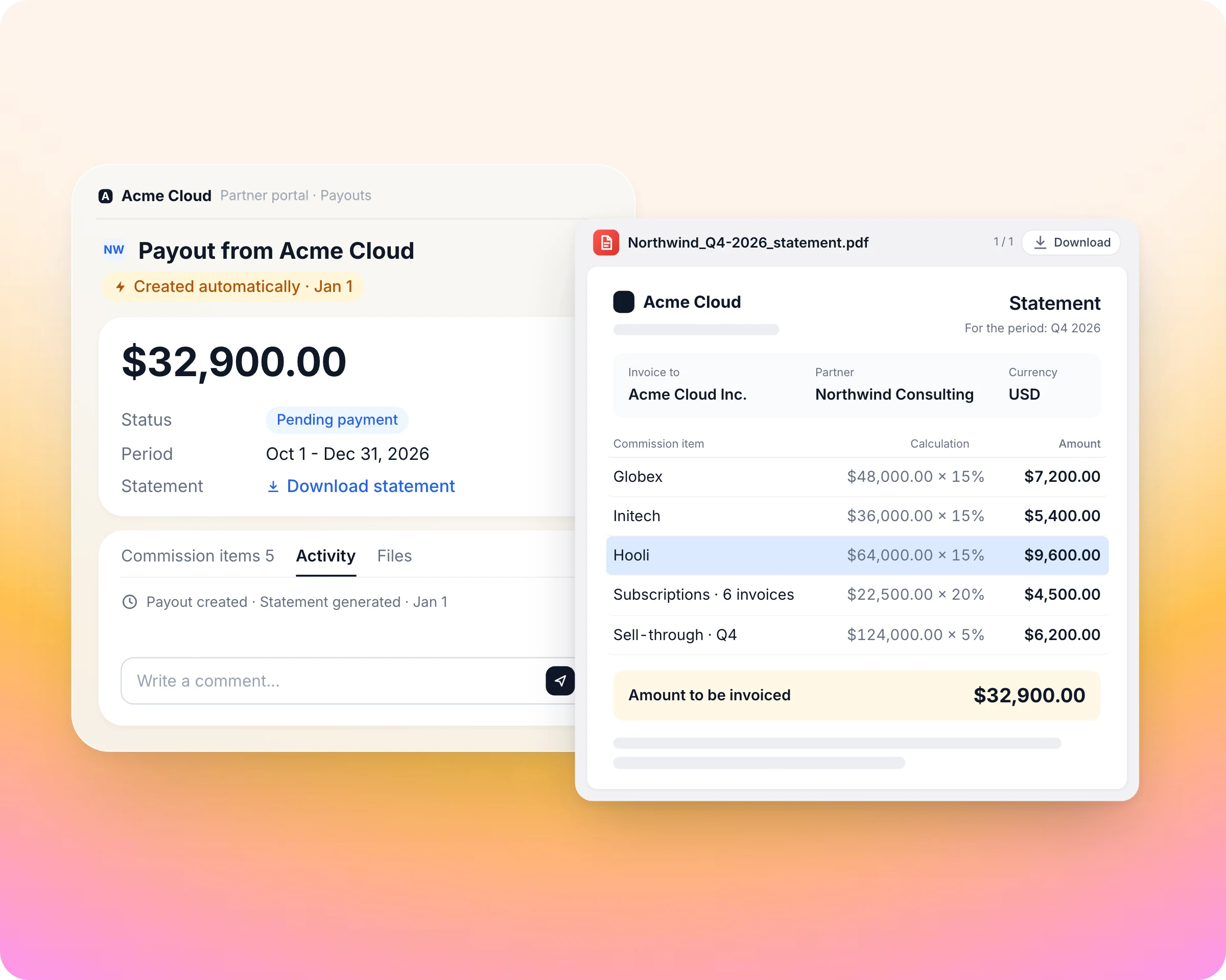 Partner portal in Introw: Show partners every payout