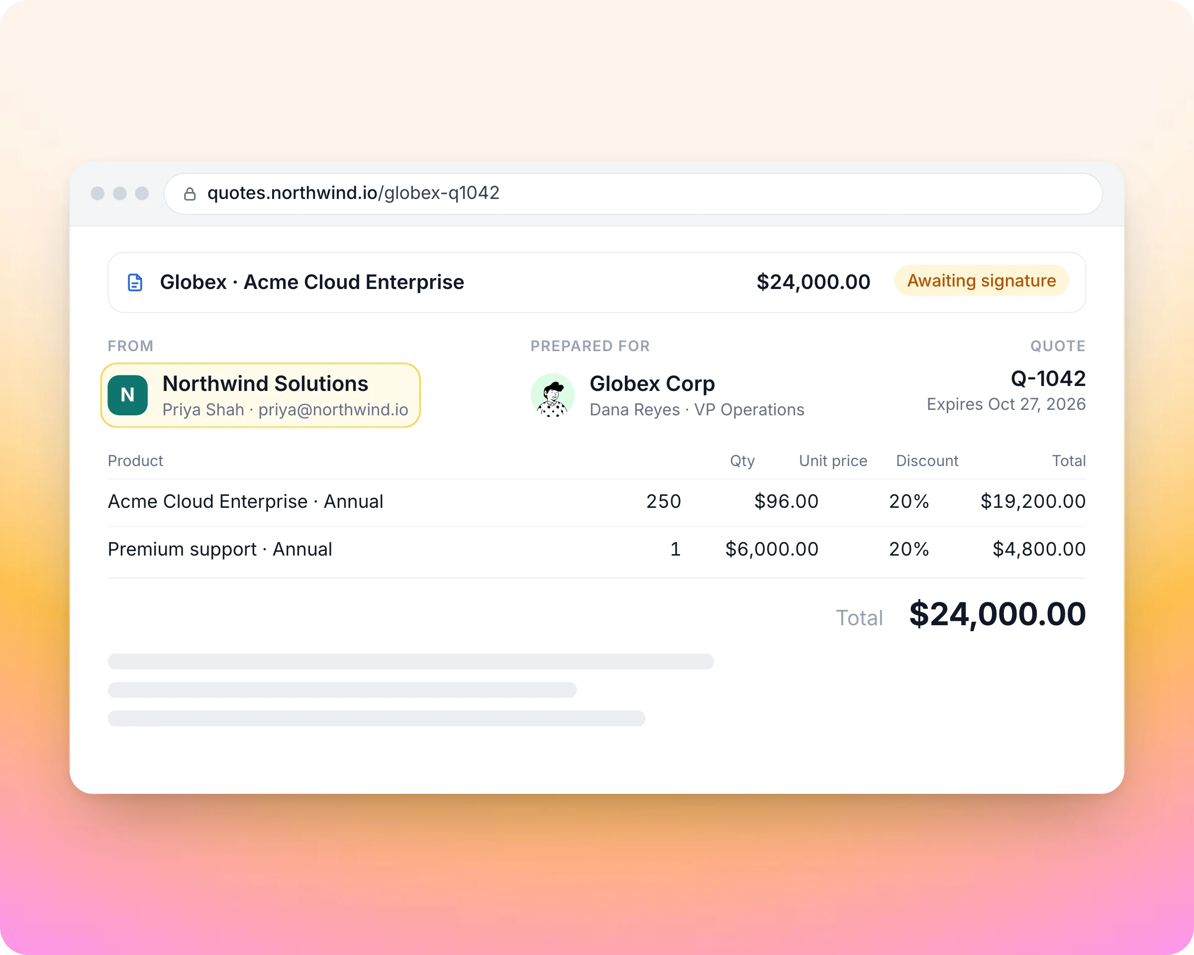 CPQ for partner quotes: The quote goes out in the reseller's name, on your template