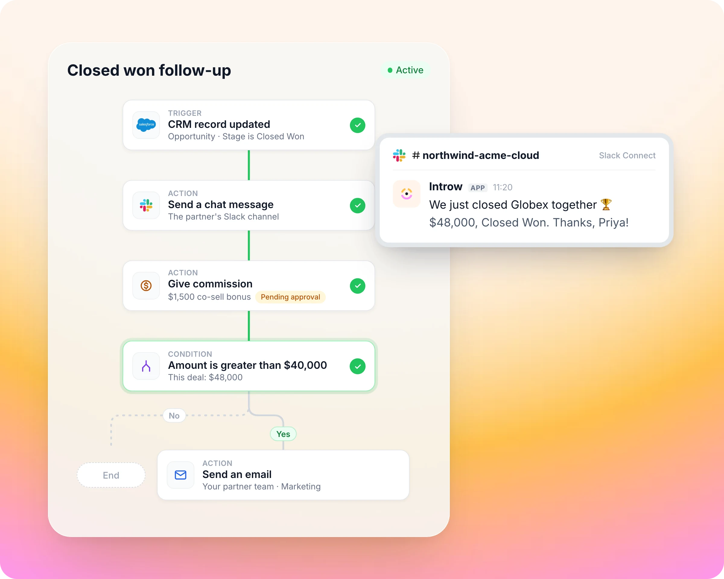 Partner workflow automation in Introw: Book a bonus the moment it is earned