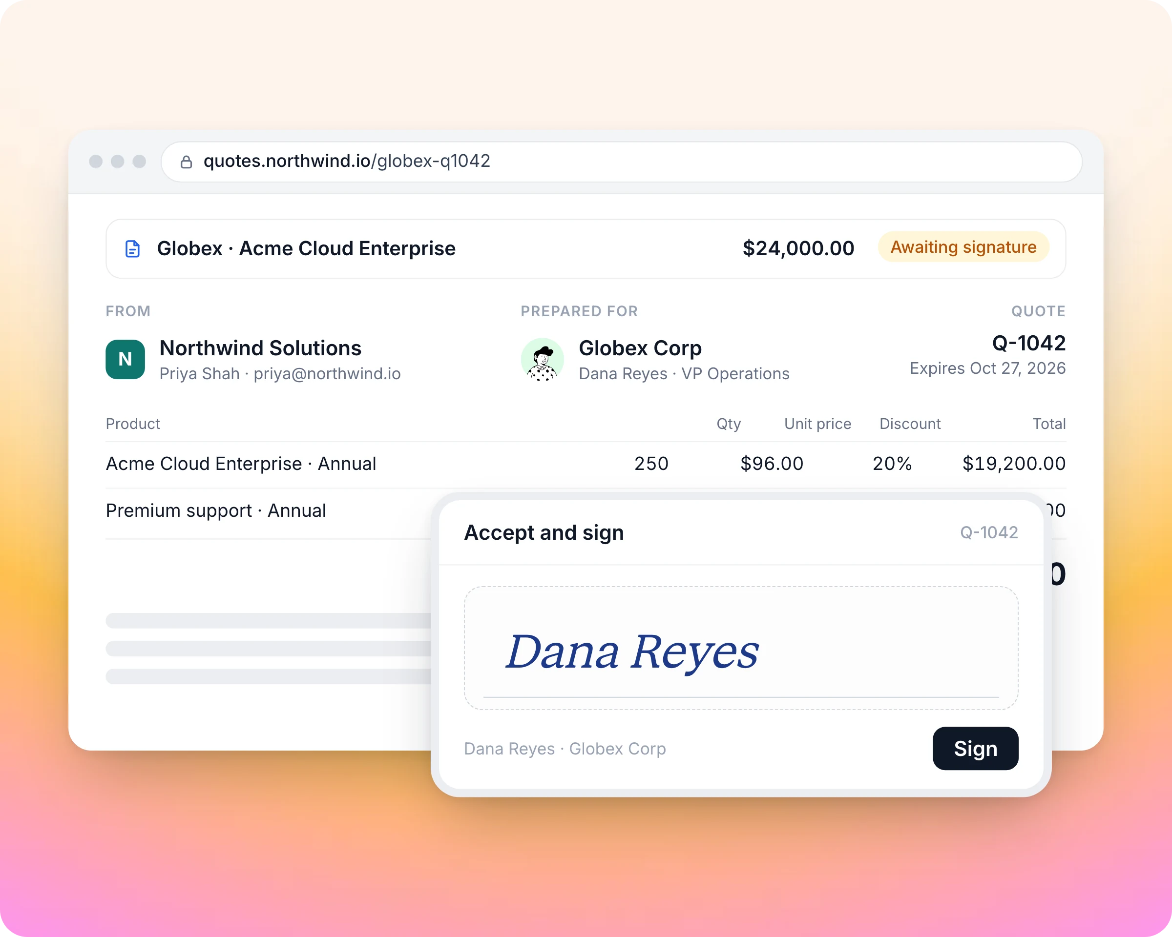 CPQ for partner quotes: Their customer signs and pays without another round trip