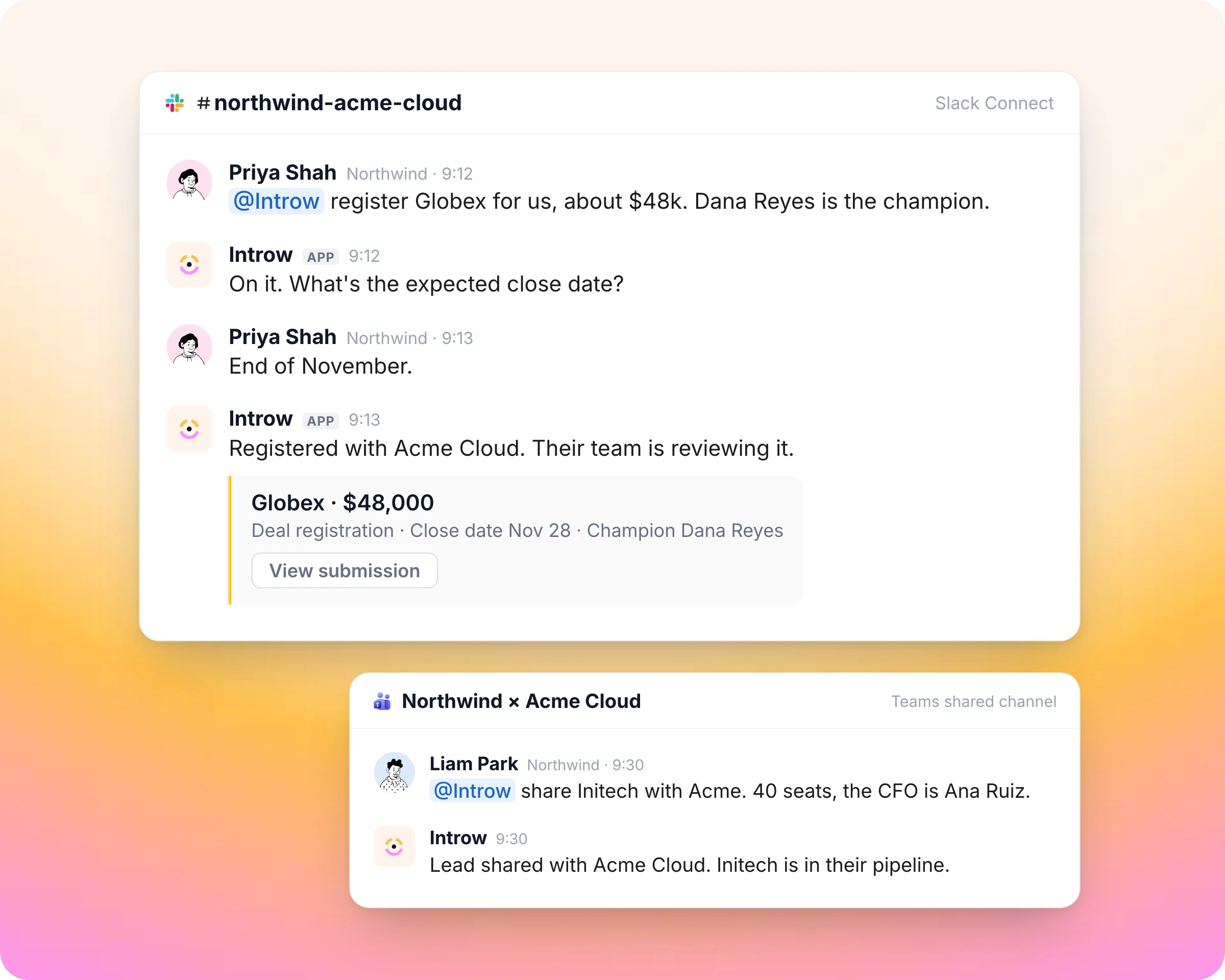 Notifications and deal updates in Introw: Reach them in chat