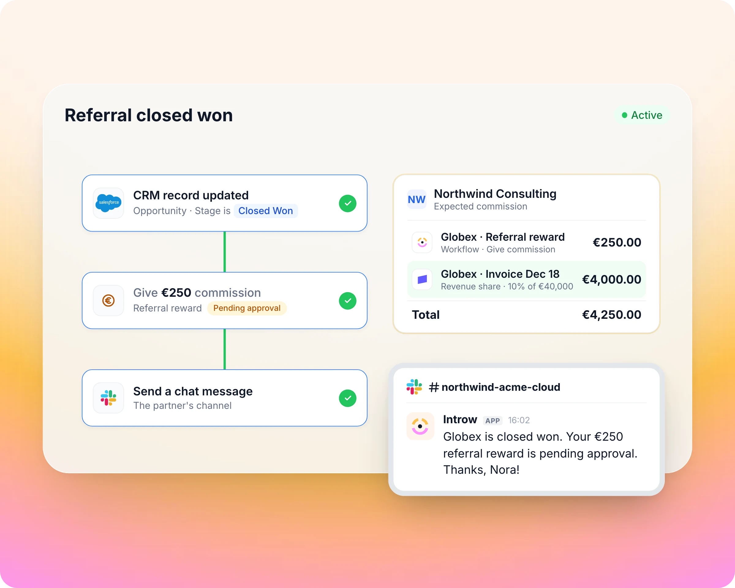 Partner referral management: Closed won pays the referrer, without anyone working it out