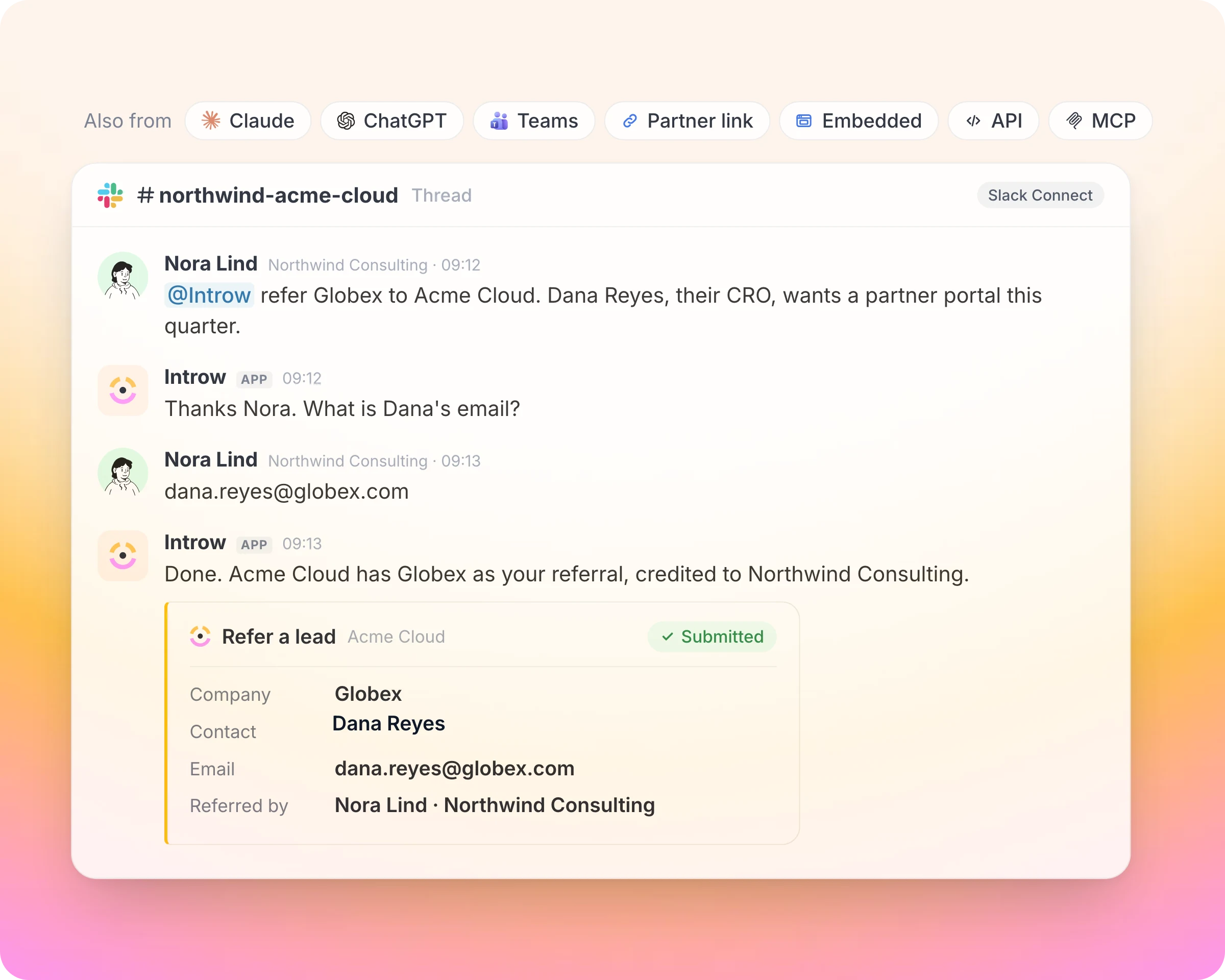 Partner referral management in Introw: Add named-prospect referrals