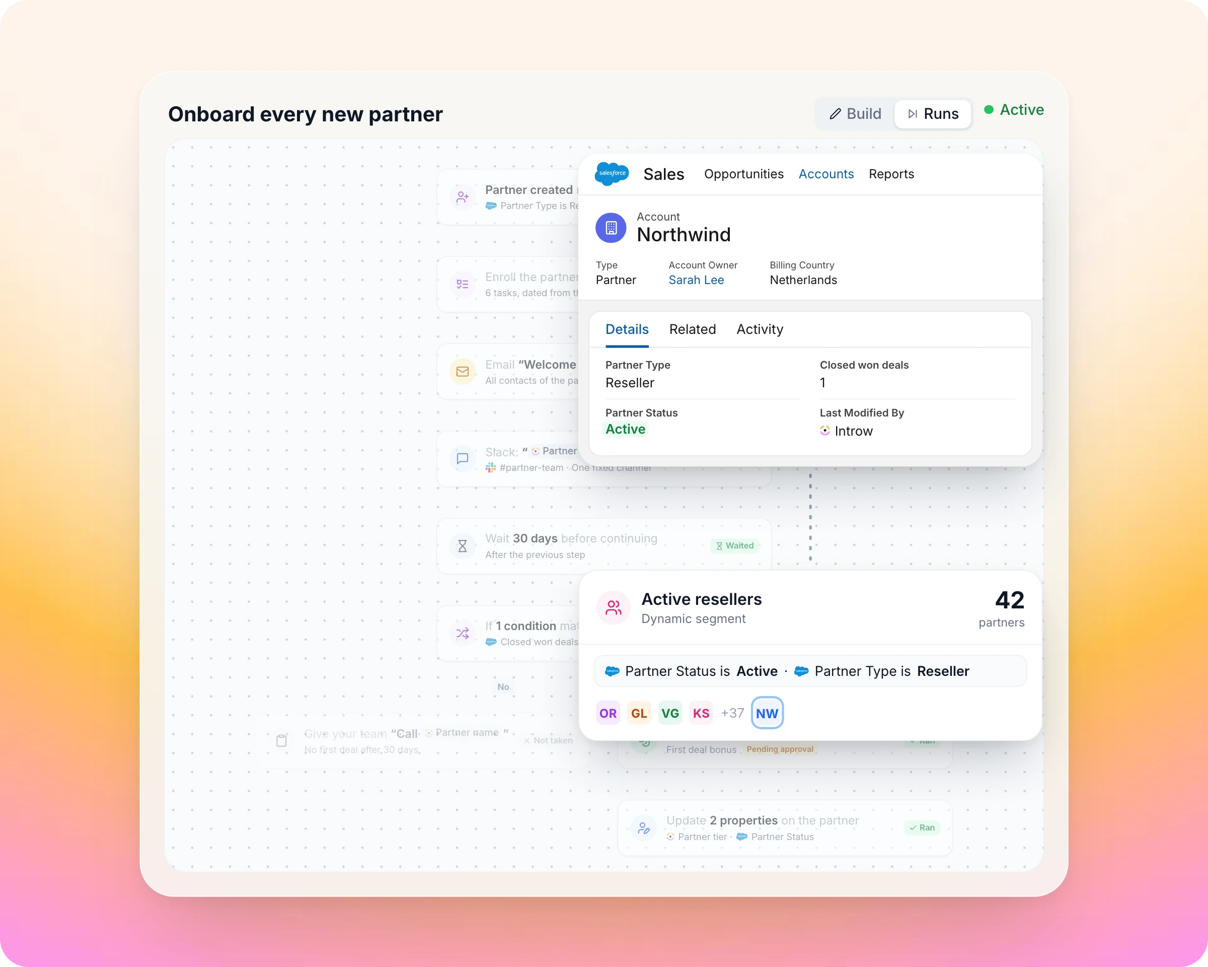 Partner workflow automation: Salesforce stays current. The next rule starts by itself