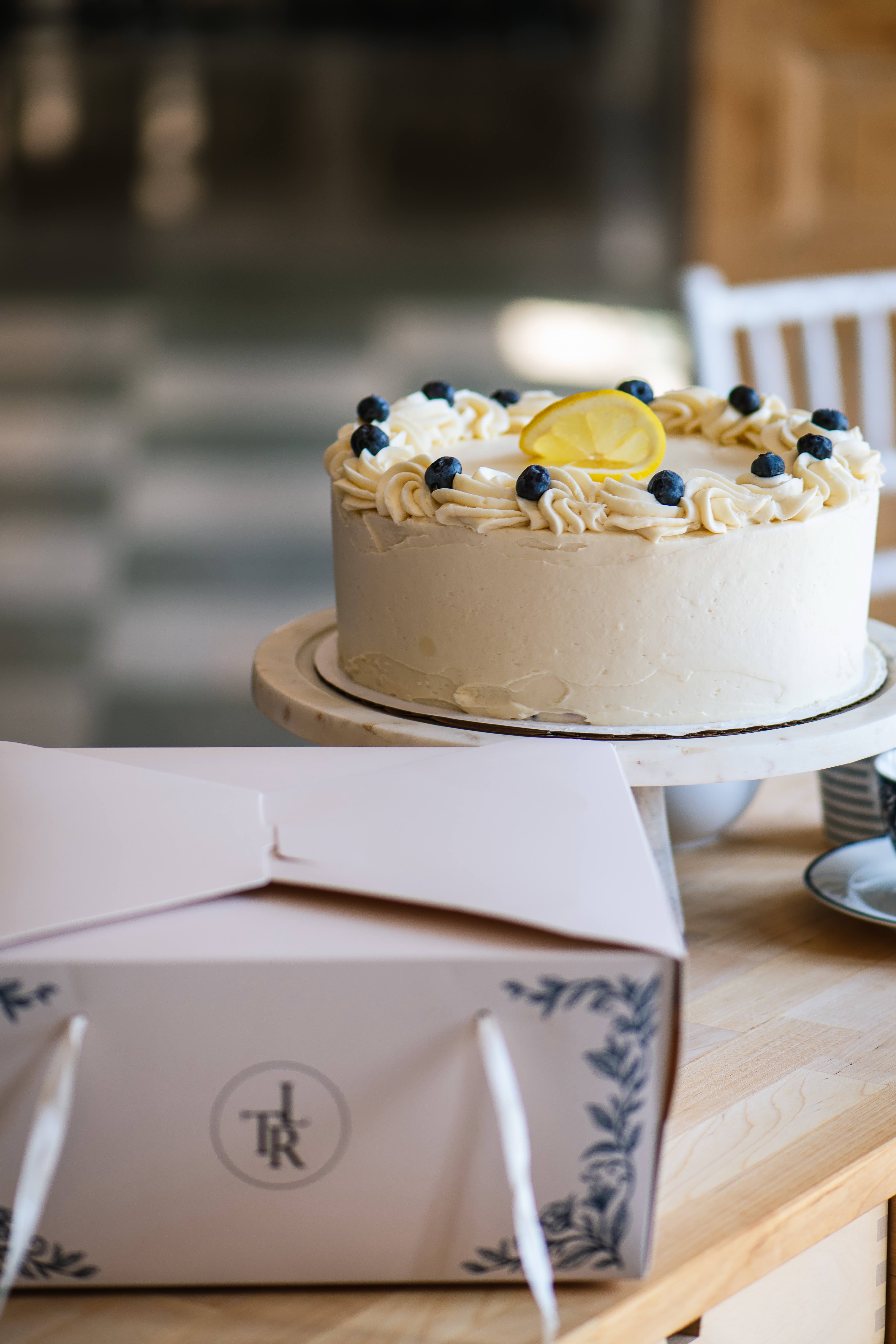 A lemon and blueberry layer cake at The London Tea Room