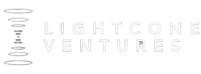 Lightcone Ventures logo with stylized vertical lightcone shape to the left of the text.