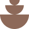 Three stacked brown bowls of decreasing size on a white background.