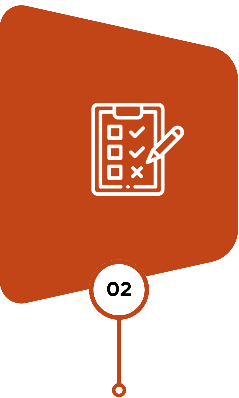 White checklist on orange background with two checkmarks and one X, and a pencil marking the X.