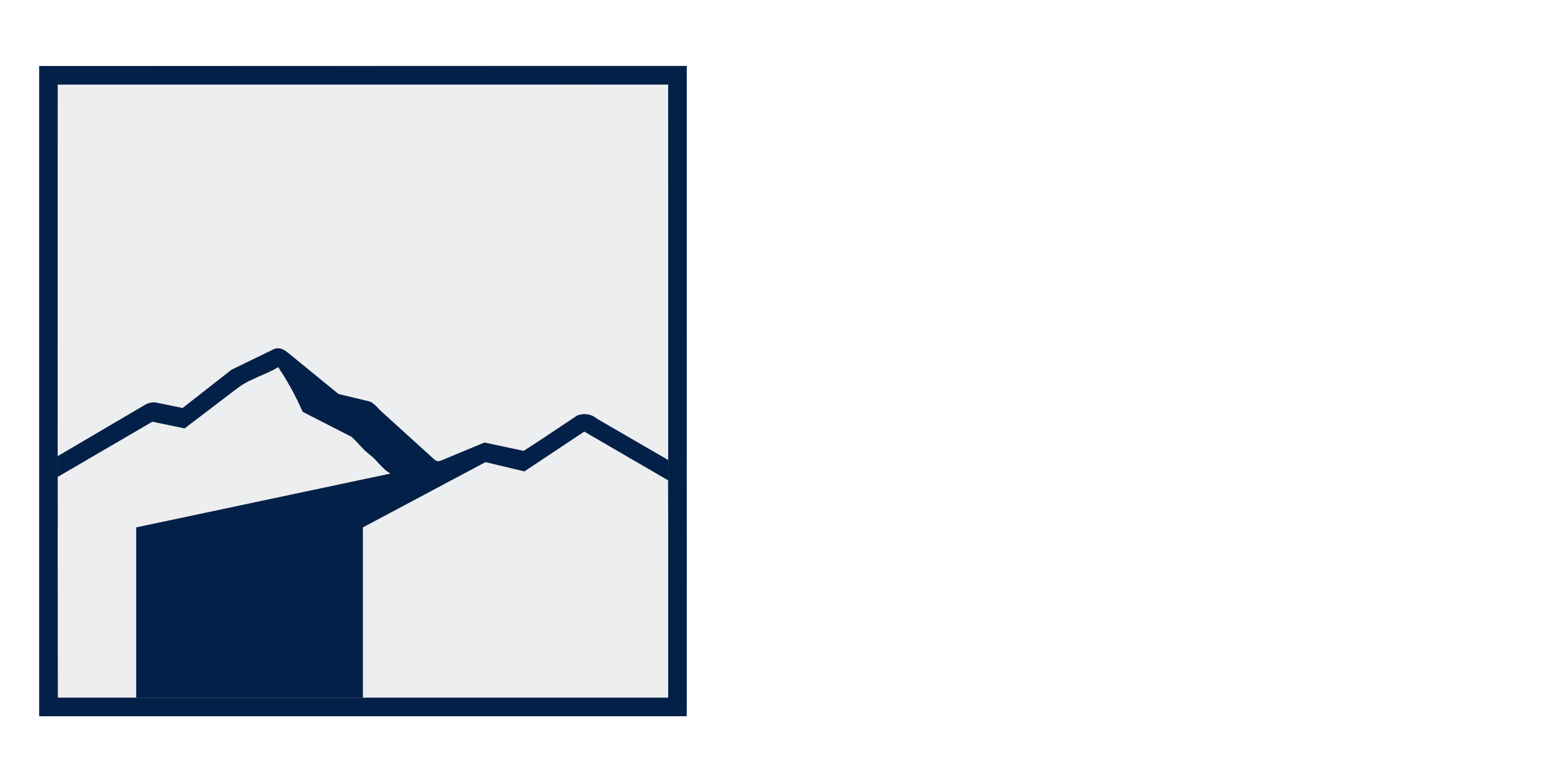 Logo featuring a dark blue outlined square with mountain shapes and a silhouette of a door, next to bold white text reading New Mexico DoorTech.