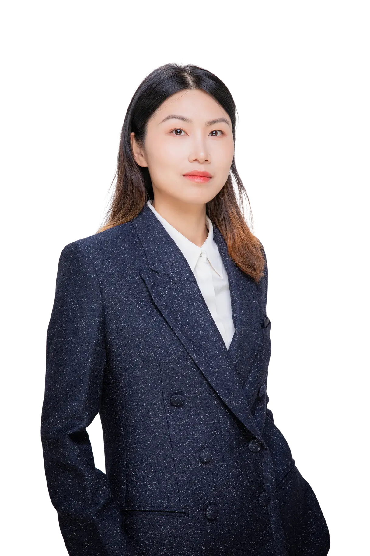 A female lawyer in a suit