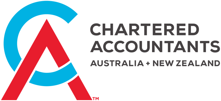 Logo with letters C and A and text Chartered Accountants Australia New Zealand.