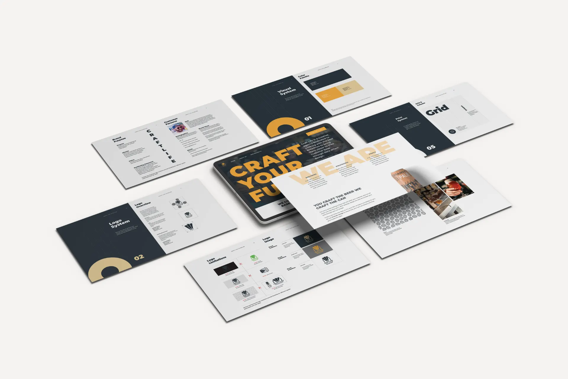 Craftlife Brand guidelines displayed on an iPad mockup