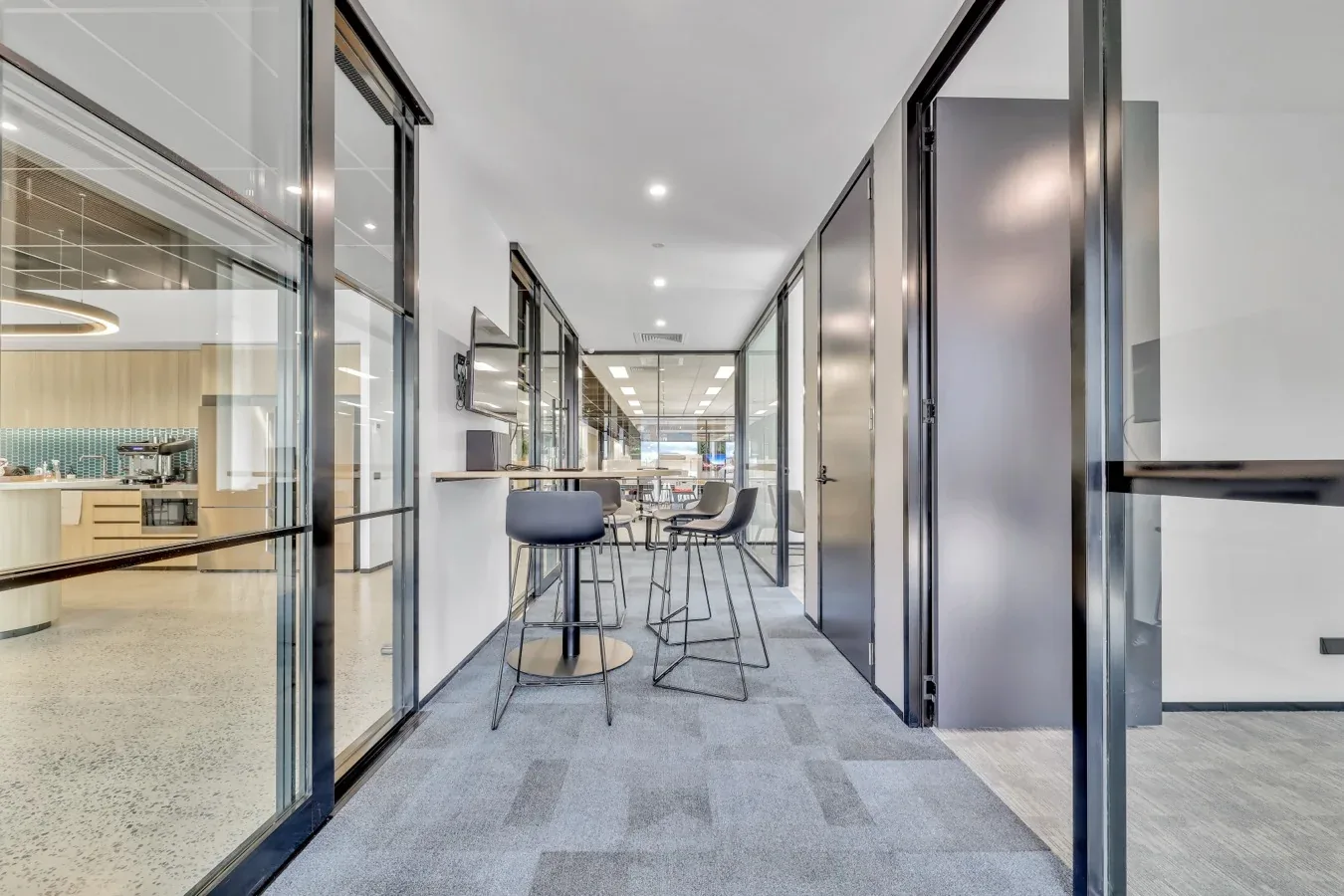 Storco, Orange workplace with Quicksew commercial window furnishings