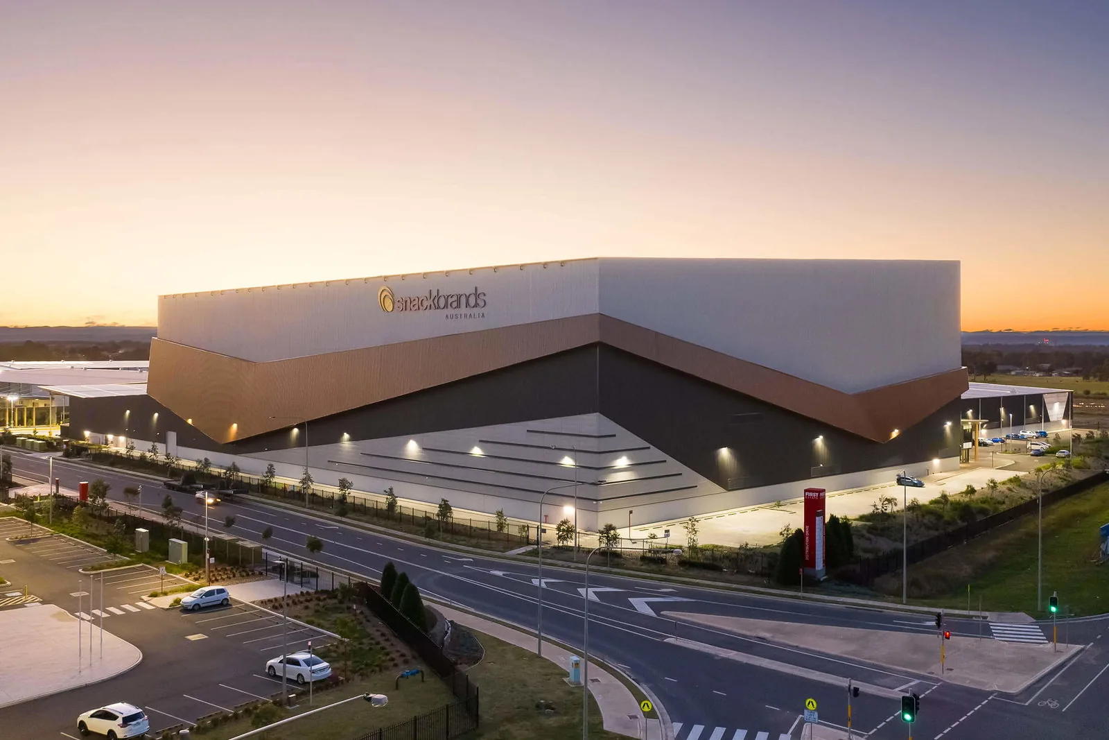 Snackbrands Distribution Centre, commercial window furnishings by Quicksew