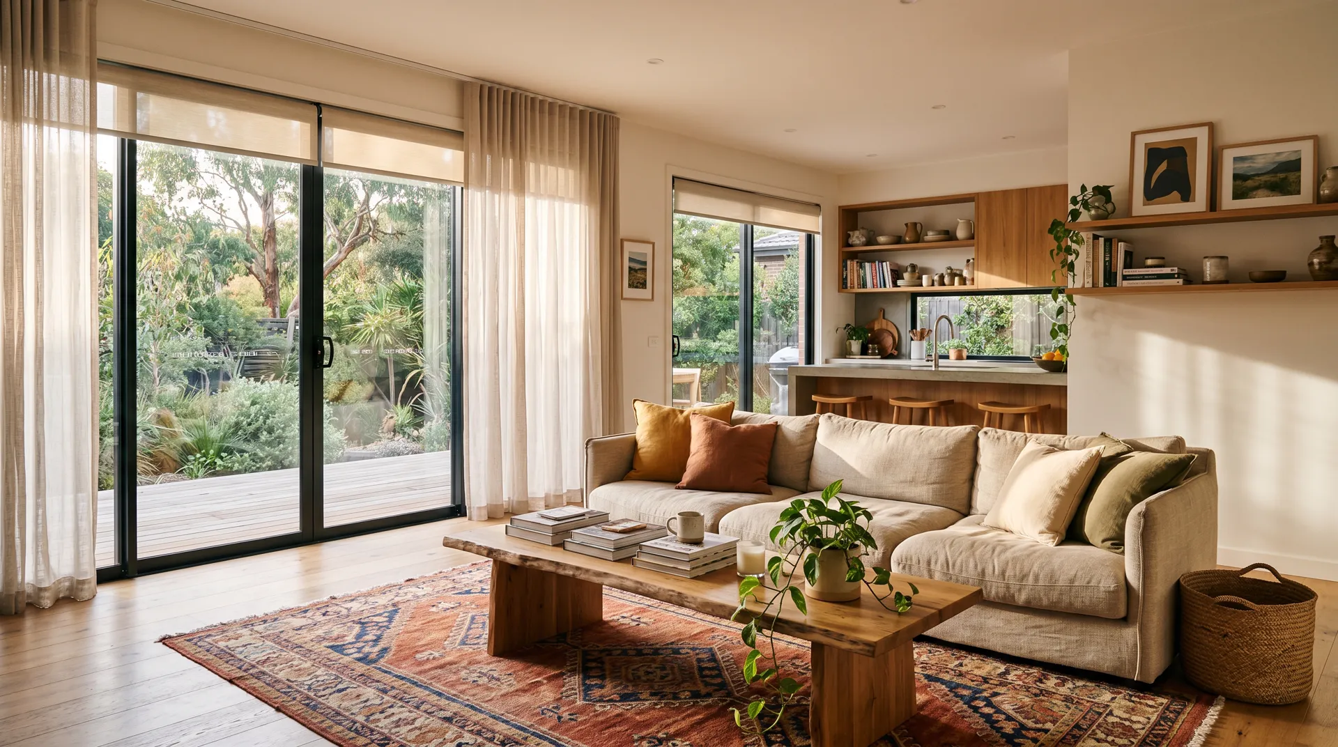 Custom blinds and curtains in an Australian family home by Quicksew