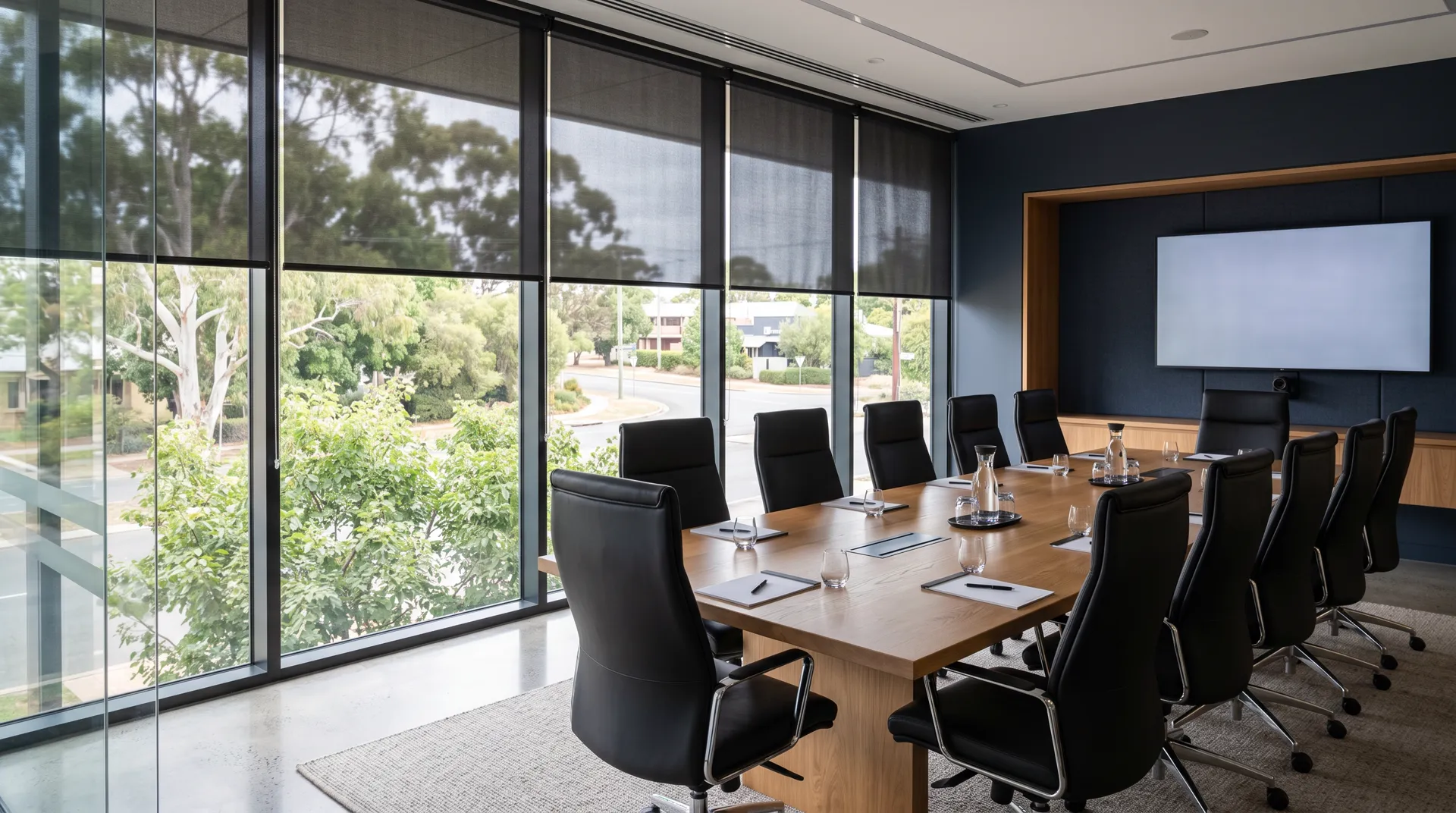 Office roller blinds in a commercial fit-out by Quicksew