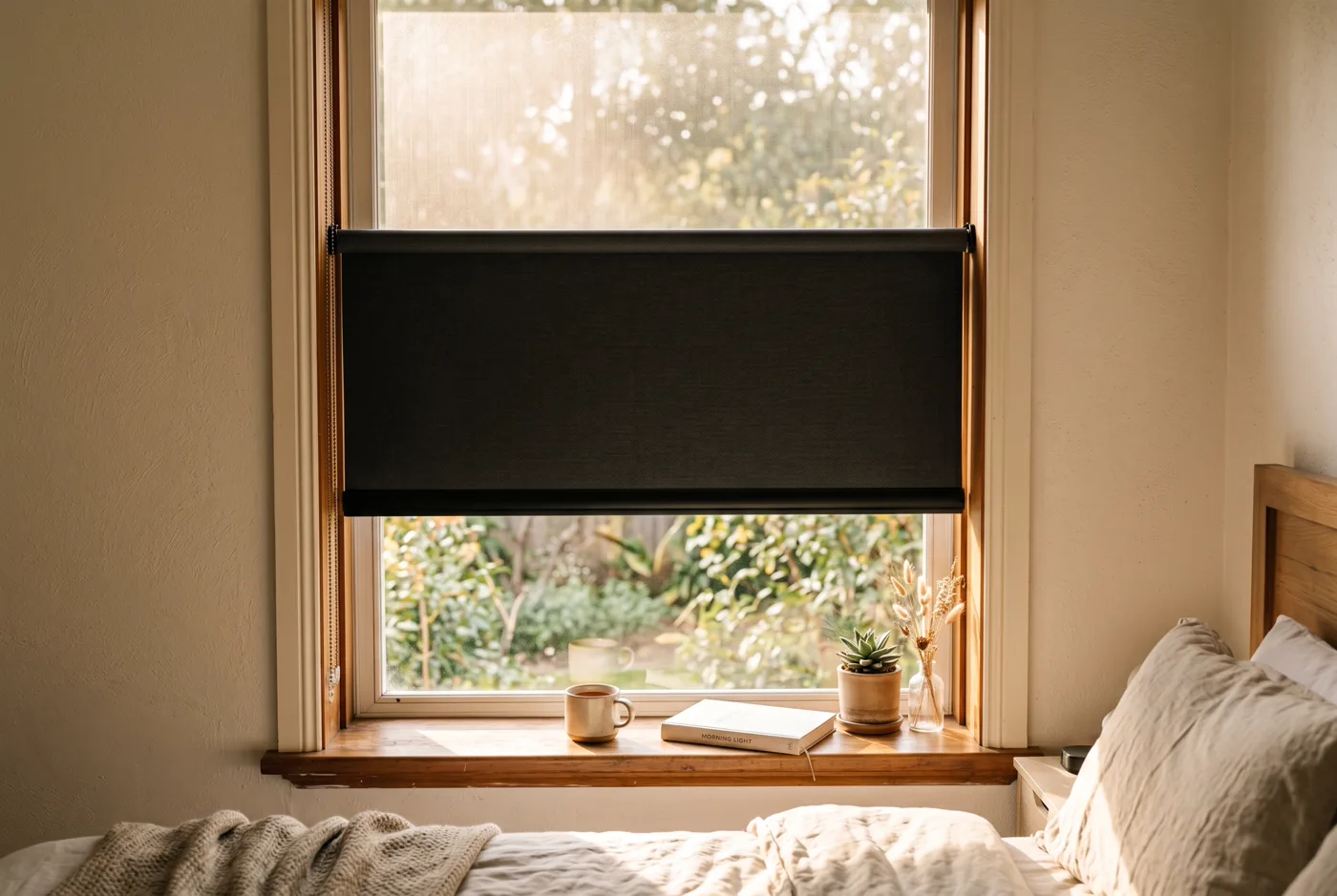 Layered blockout and sheer curtains in a living room by Quicksew