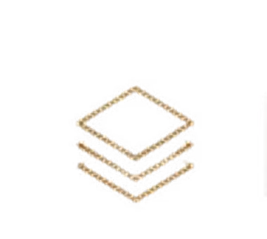 Three stacked diamond shapes forming a layered geometric icon on a black background.