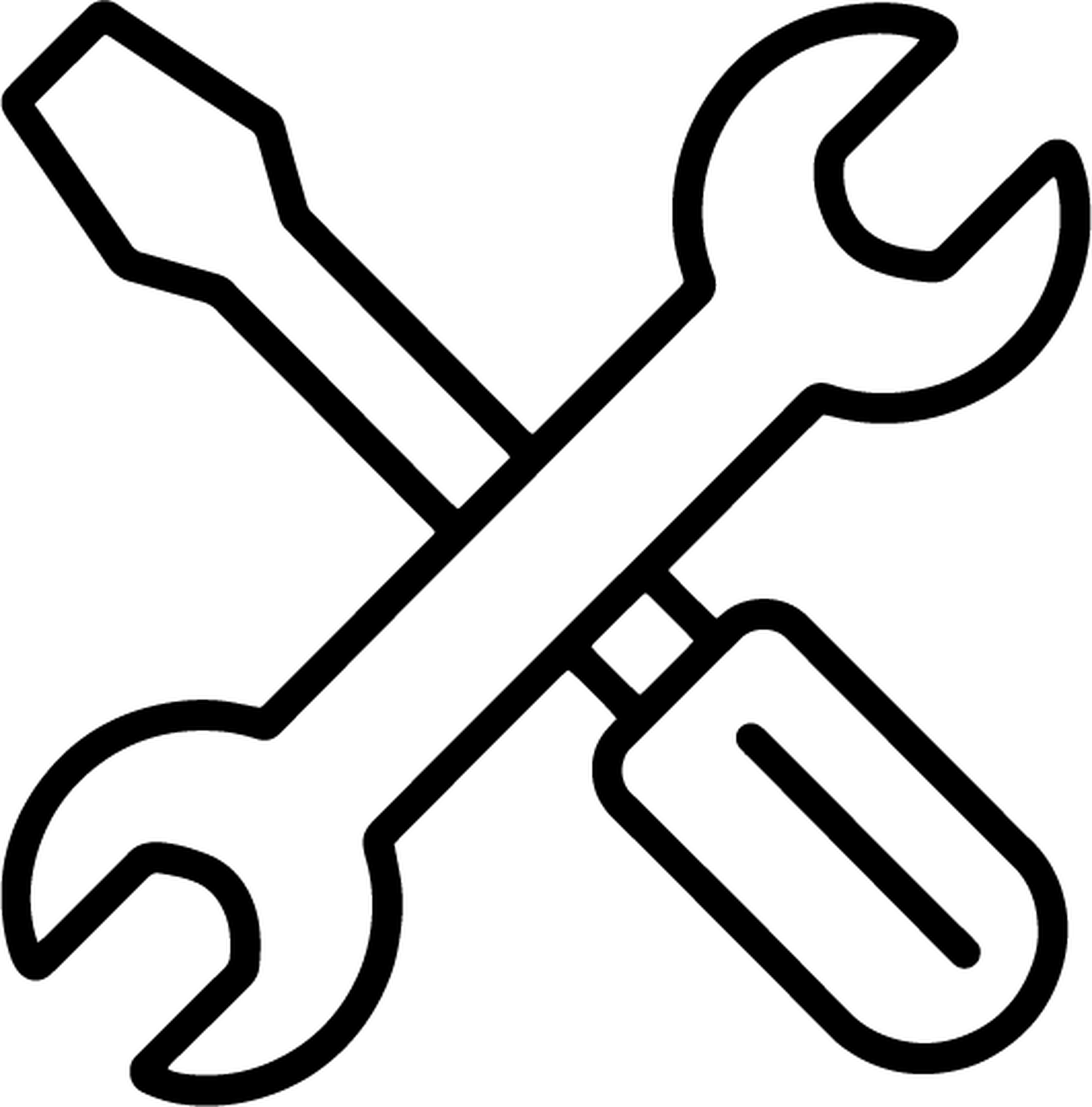 Two blue intersecting gears forming a circular shape on a white background.