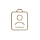 Icon of a user profile with a silhouette and two horizontal lines below for text.