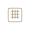 Grid icon with nine squares arranged in three rows and columns in light brown color.