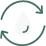 Circular loading spinner with two brown arrows rotating clockwise.